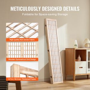 "Modern 4 Panel Japanese Room Divider-Portable Folding Privacy <b>Screen</b> for Indoor Use-Decorative Partition Dividers" - Product Image 5