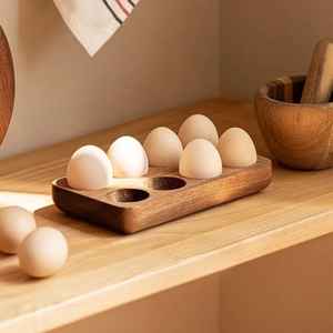 Bandeja de madera con forma de conejo para huevos rellenos, soporte para 10 huevos, tabla de servir con diseño de conejo, plato para aperitivos, decoración de cocina para Pascua - Product Image 5