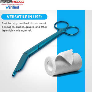 Tijeras para Vendajes Lister 5.5 Azules, Tijeras de Seguridad y Trauma, Manuales, de Acero Inoxidable, Certificación CE, Primeros Auxilios, Cuidado Médico, Uso Doméstico - Product Image 3