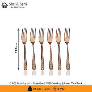 Couverts en acier inoxydable avec revêtement PVD or rose et service de vaisselle élégant Monika gravé au laser - Product Image 5