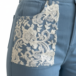 Nueva Tendencia: Jeans Acampanados con Encaje para Mujer, Pantalones Vaqueros Vintage de Pierna Ancha, Transpirables, Estilo Y2K, Ropa Casual Urbana, Logotipo Personalizado de Fábrica - Product Image 4