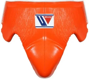 อุปกรณ์ป้องกันอวัยวะเพศชายสำหรับชกมวย Winning Leather Boxing Groin Guard Pro สีส้มดำ สำหรับการฝึกซ้อมและการป้องกัน - Product Image 3