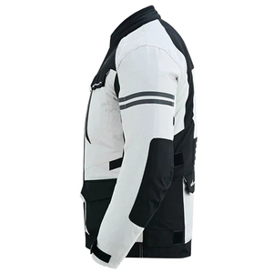 Men's Black <b>White</b> Color Blocking Motorcycle <b>Jacket</b> Stand Collar Zipper Closure Moto <b>Biker</b> Style Windproof Waterproof - Product Image 4