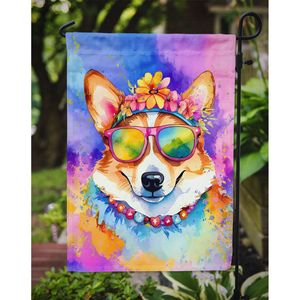 Corgi Hippie Dawg multicolore jardin drapeau boîte aux lettres décoratif cour bannière pour Patio oeuvre pour parterres de fleurs taille - Product Image 3