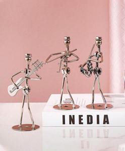 Ensemble de figurines décoratives modernes en métal argenté pour la décoration de salon, bureau, café et chambre d'amateurs de musique - Product Image 2