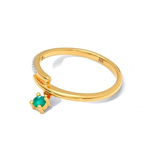 Anillo Abierto Minimalista con Diamante Natural en Plata de Ley 925 Chapada en Oro |   Joyería Fina Ajustable para Uso Diario - Product Image 2