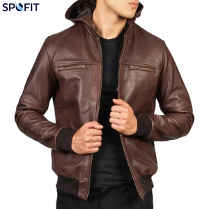 OEM Wholesale Custom Logo <b>Zip</b> Oversized Genuine Sheep Skin Stand Winter Men Designer Motorcycle Jacket Windproof Waterproof Dyed - Product Image 5