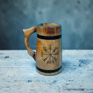 Mug en bois de pin naturel fait main, avec revêtement alimentaire, pour boissons, décoration rustique pour la salle à manger et la maison - Product Image 4