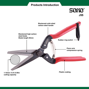 Tijeras de Jardín Industriales SONO J55 SANT DIY, con Mango Suave Rojo, Hoja de Acero al Carbono, Borde Liso, Herramienta de Corte Multiusos - Product Image 2