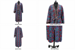 Kimono de Verano Hecho a Mano con Estampado Floral, 100% Seda, Cuello en V, Transpirable y de Secado Rápido, Vestido Informal - Product Image 2