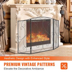 Schermo per Caminetto in Rete di Ferro Robusto a 3 Pannelli, 122 cm L x 76,7 cm H, con Protezione Antifiamma, Autoportante, Nessun Montaggio Richiesto - Product Image 4