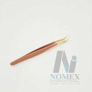 แหนบขนตาแบบปลายแหลมเคลือบด้วยผงสีน้ำตาลเข้มแหนบสำหรับต่อขนตาทำจากสเตนเลสสตีลสั่งติดโลโก้ได้ตามต้องการ - Product Image 4