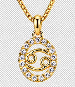 Brillante Amuleto del Zodiaco Cáncer en Estilo Colgante Halo con Detalles de Diamantes - Product Image 1