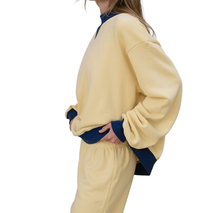 Sweat-shirt col montant bicolore personnalisé 100% coton Heritage Terry Color Block Oversized Pullover Casual OEM Private Label Mfg kcw - Product Image 3