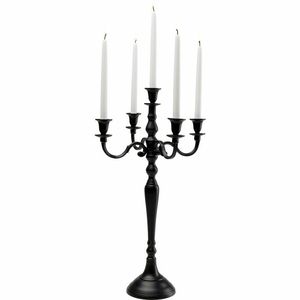 Candelabro de Aluminio Negro Mate de 5 Brazos, Estilo Nórdico, Portavelas Cónicas, Decoración Moderna para Mesa de Cena Navideña - Product Image 2