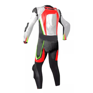 Men's Full Sleeve Leather Motorcycle Racing <b>Suit</b> <b>White</b> Blue Black Color Blocked Windproof All Seasons Adult Wear - Product Image 5