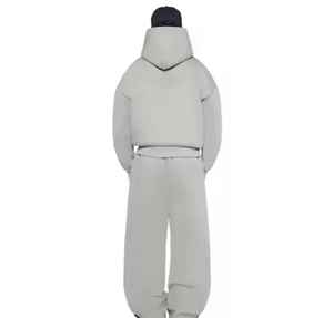 Ensemble de survêtement unisexe à capuche imprimé vert, 100 % coton, coupe classique, couleur unie, tenue décontractée, poches latérales, taille élastique - Product Image 3