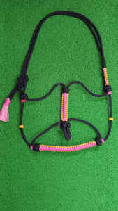 Cabestro de caballo colorido de cuero de doble costura, cuerda de correa de nailon PP, cabestros de caballo, equipo ecuestre equino, Halter Doble - Product Image 3