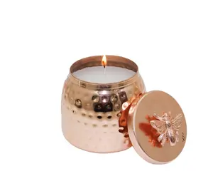 Candle Jar Iron Honey Bee Style Candle Votive With Wax lid Brass Wax pot Votive Reed vessels Luxurious Iron box Aluminum copper