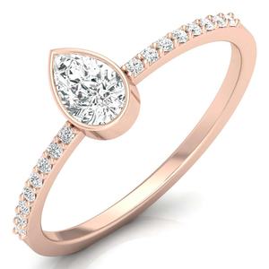 Anillo redondo de media eternidad con corte de pera, anillo de oro amarillo con moissanita, diamante, declaración, banda de boda, anillos de dedo, regalo para mujer - Product Image 2