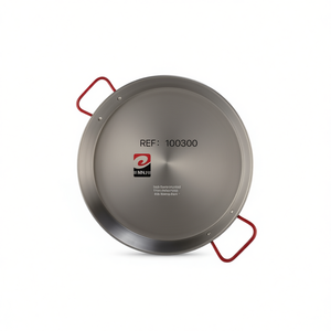 Poêle à paella valencienne en métal argenté de 30 cm avec revêtement extérieur poli, ustensile de cuisson durable - Product Image 2