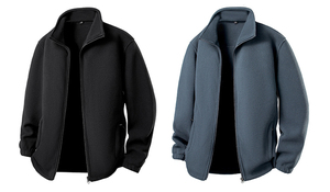 Unisex Winter <b>Fleece</b> <b>Jacket</b> Zip-Up Stand Collar Solid Breathable <b>Warm</b> Casual Outerwear for Outdoor Use - Product Image 2