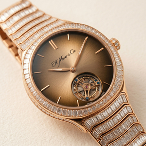 Reloj H. Moser Cie. Streamliner de Cuarzo con Cristal de Zafiro, Bisel con Diamantes, Pantalla Analógica Azul, Cierre Desplegable, Diseño Antiguo de Dibujos Animados - Product Image 1