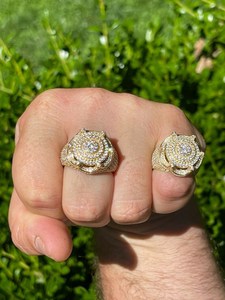 <b>Silver</b> Round Cluster <b>Rings</b> With Multiple Layers Of Sparkling Stones Unique Design Statement <b>Ring</b> <b>Men</b> And Women - Product Image 6