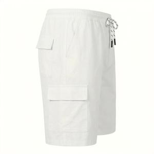 Pantalones Cortos Cargo Casuales de Verano para Hombre, Ligeros y Transpirables, Pantalones Cortos de Playa con Cordón Ajustable en la Cintura Elástica y Bolsillos Laterales - Product Image 3