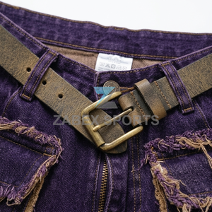 Pantalones Vaqueros de Mezclilla con Parches de Diseño para Hombre, Estilo OEM ODM, Tela Gruesa, Corte Holgado, Estilo Urbano, Jeans Cargo Hechos a Medida - Product Image 4