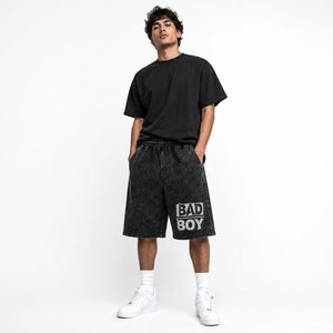 Pantalones Cortos Negros de Algodón para Hombre con Estampado de Bad Boy, Cintura Elástica, Estilo Casual Urbano, Tejido Transpirable - Product Image 4