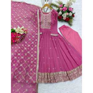 Vestido de Noche Rosa de Diseñador Pent - Hermoso Vestido de Fiesta con Dupatta Talla L - Product Image 3