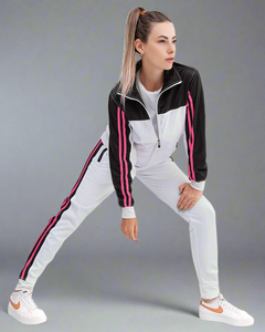Ensemble de survêtement blanc pour femme, le plus vendu, à manches longues, rayé, style sportif, pour l'automne, décontracté, avec poches latérales, fermeture éclair, coupe classique - Product Image 6