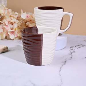<b>Large</b> Capacity Glazed Ceramic <b>Mug</b> Set of 2 Terracotta Flow Brown Microwave Safe Tea <b>Mugs</b> Cups - Product Image 6