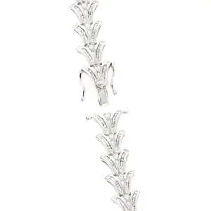 EtherStar Jewels Pulsera de tenis de lujo con diamantes baguette de 6.5 quilates, color E, diseño de espiga festoneada, oro macizo de 18K, regalo para mujer, fiesta - Product Image 5