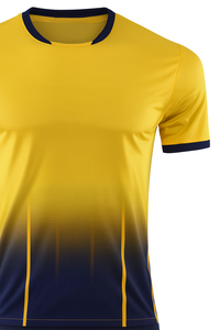 Camiseta de Fútbol para Hombre, Amarilla con Degradado, Cuello Redondo, Manga Corta, Poliéster que Absorbe la Humedad, Ropa Deportiva para Todas las Temporadas, Suministro de Fábrica - Product Image 5