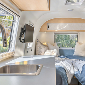 Mobile Travel Caravan Stainless Steel Motorhome RV Camper <b>Trailer</b> with Kitchen Bathroom Sleeping Space Design - Product Image 6