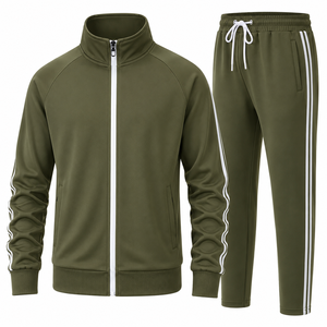Conjunto Deportivo de Alto Rendimiento Color Verde Oliva, Chaqueta con Cierre Completo, Ropa Deportiva Activa, Marca Privada, Venta al Por Mayor - Product Image 1