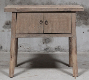 Console rustique en bois massif avec armoire de rangement, finition antique, meuble d'entrée ou de salon - Product Image 3