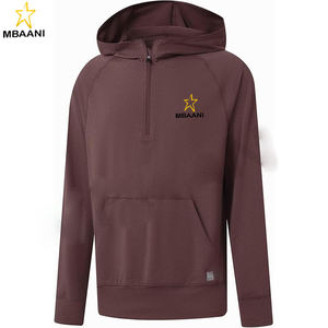 Sweat-shirts pour hommes à manches longues avec poche kangourou, légers, en tissu chiné, avec fermeture éclair quart de tour pour le golf - Product Image 1