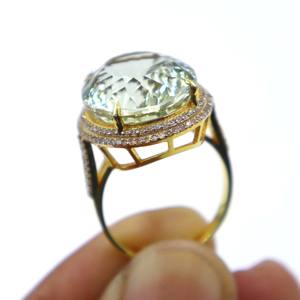 Anillo de Plata de Ley 925 Chapado en Oro con Amatista Verde Natural y Diamantes, Anillo de Regalo con Piedras Preciosas para Mujer - Product Image 6