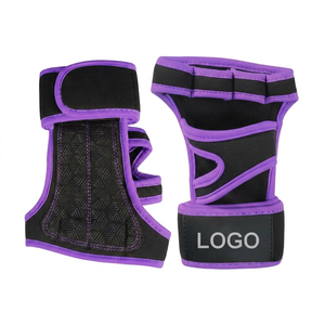 Neoprene <b>Half</b> Finger Fitness Gloves With Adjustable Wrist Strap Non <b>Slip</b> Grip For Gym Weight Lifting Unisex Black Purple - Product Image 3
