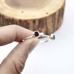 Raw Garnet Silver Plated <b>Ring</b> 5 to 7mm Electroplated Engagement <b>Ring</b> Handmade <b>Statement</b> Jewelry Gift for Women - Product Image 5
