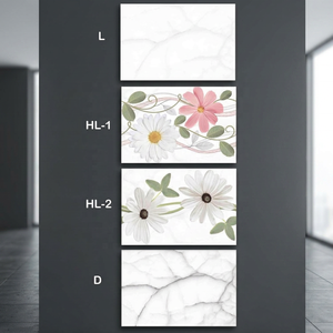 Turquoise Flower Plants Painted African Hospitality Bathroom Glossy Glazed Ceramic <b>Wall</b> Tiles 200x300mm Vistaar - Product Image 1
