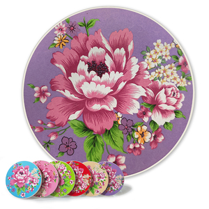 Dessous de verre élégants en céramique avec fleurs de pivoine Technique d'écran d'impression par transfert d'eau Décoration de table ronde et protecteur de boissons - Product Image 2