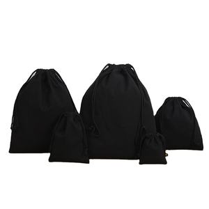 Impression personnalisée personnalisée de haute qualité écologique Nature Pure Black Canvas Cotton Drawstring Bag Sac à poussière Cadeau promotionnel - Product Image 3
