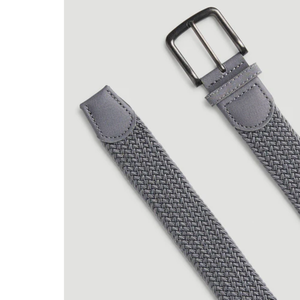 Ceinture formelle pour homme en coton tressé noir de haute qualité avec logo personnalisé, réglable, avec extrémité élastique et boucle en acier tissée - Product Image 2