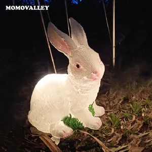 Dekorasi liburan produk kreatif perencanaan acara patung resin lampu rumput led taman ornamen cahaya Kelinci Kelinci Kelinci natal