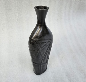 Modern Handmade Metal Tabletop <b>Vase</b> Geometric Design Textured Finish Black Decorative Art Piece - Product Image 2