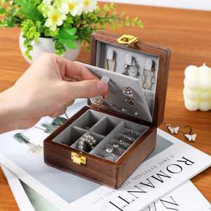 Elegant Wooden Jewelry Display Organizer with Sliding <b>Drawers</b> Ring Holder Necklace <b>Storage</b> <b>Box</b> for Home Boutique Bedroom Use - Product Image 3